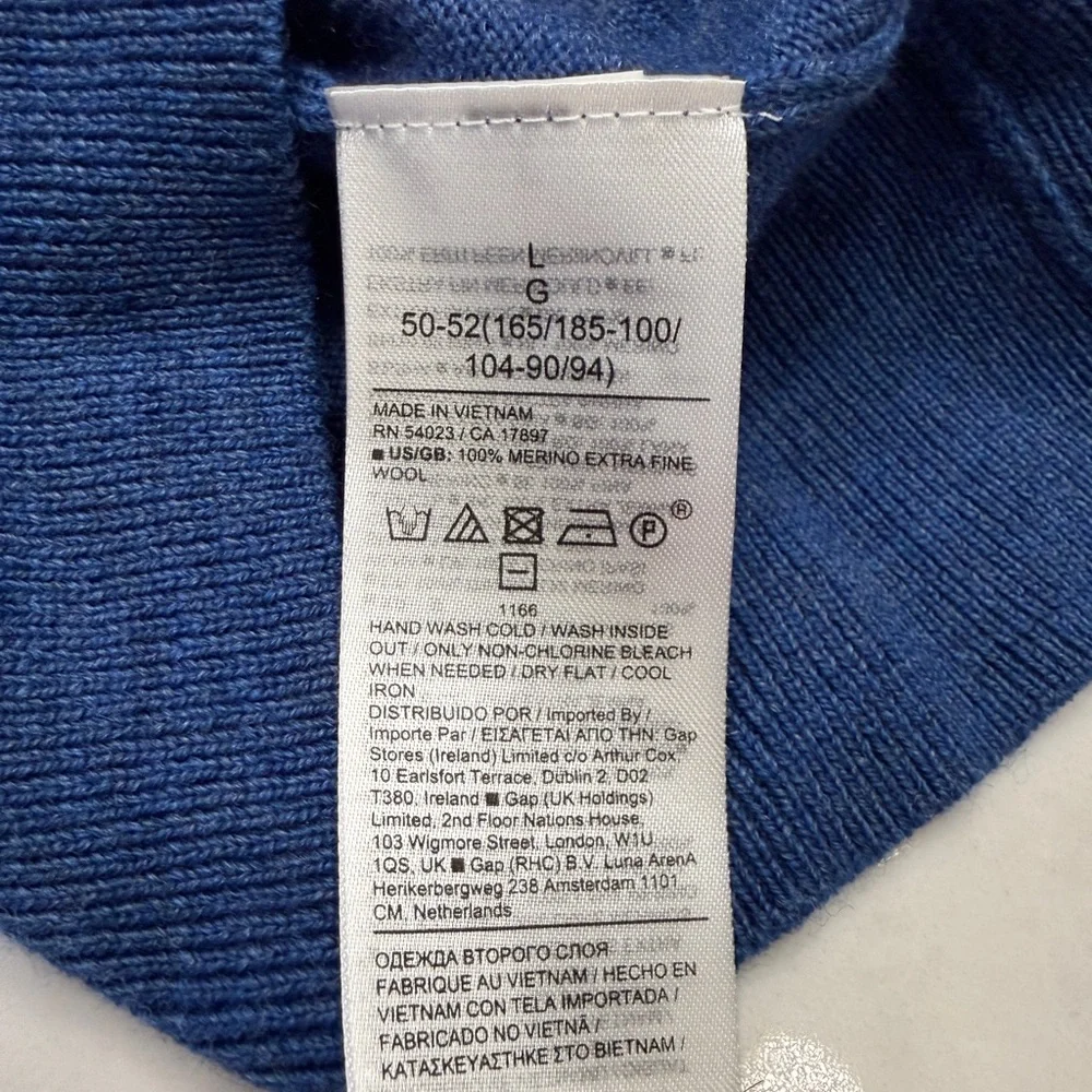 Banana Republic Italian Merino Wool pull over Sweater – Blue Men’s Size L Large